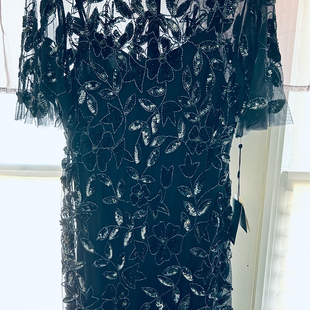 NWT Adrianna Papell Beaded long gown color Twilight - Picture 2 of 4